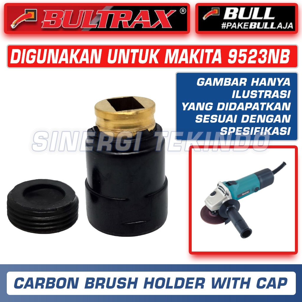 Rumah Carbon Brush Holder dengan Tutup CB Arang Areng Kul Spul CB 411 A Mesin Gerinda Makita 9523 NB