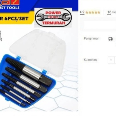 

Hand Tap Balik TORA Set 6pcs M3-M25 Screw Extractor Buka Baut Patah