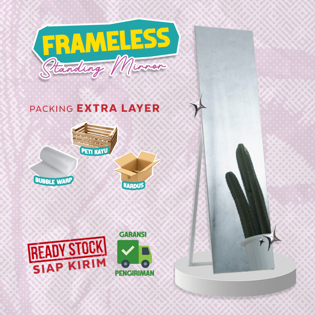 STANDING MIRROR FRAMELESS KOTAK | STANDING MIRROR MURAH