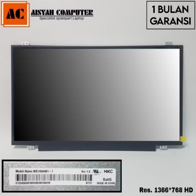 LCD LAPTOP 14inc cocok untuk model : B140XTN02.A B140XTN02.1 B140XTN2.3 - New Panel Screen (BERGARAN