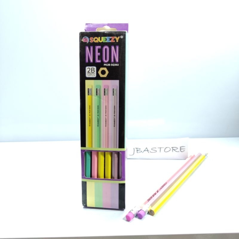 

1 Pak Pensil 2B Neon ada hapusan / Pensil Squeezy 12 Pcs