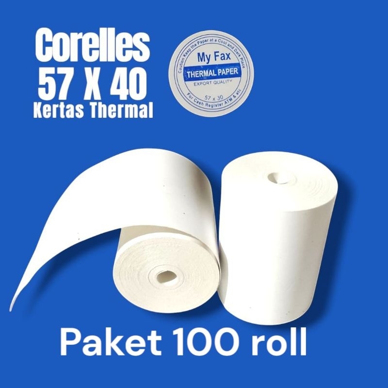 

100 pcs Kertas thermal 58/57x40mm tanpa tulang ( 1 Dust )
