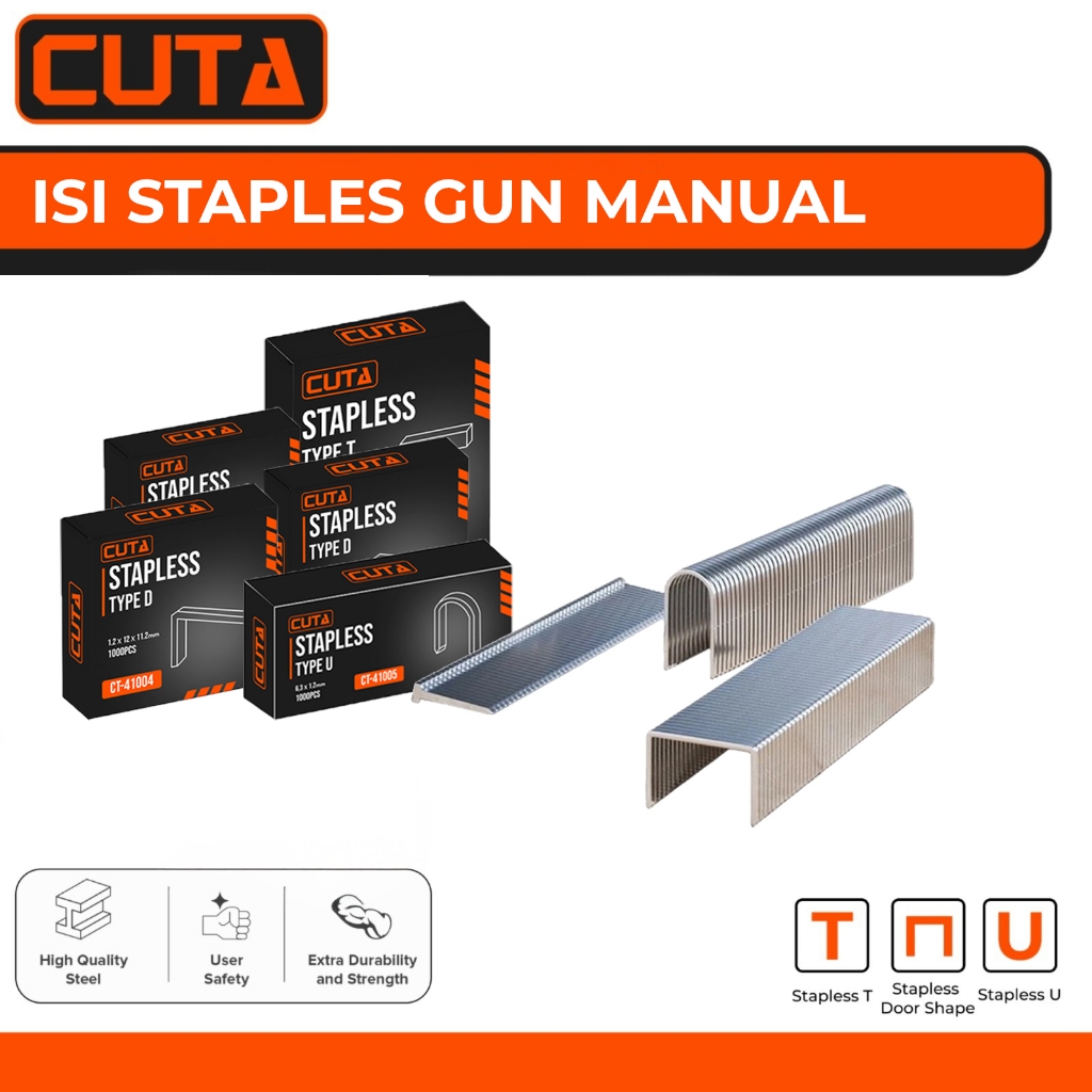 

CUTA Isi Staples Refill Staples 1000Pcs Tipe D Tipe U Tipe T Isi Ulang Staples Gun Tembak