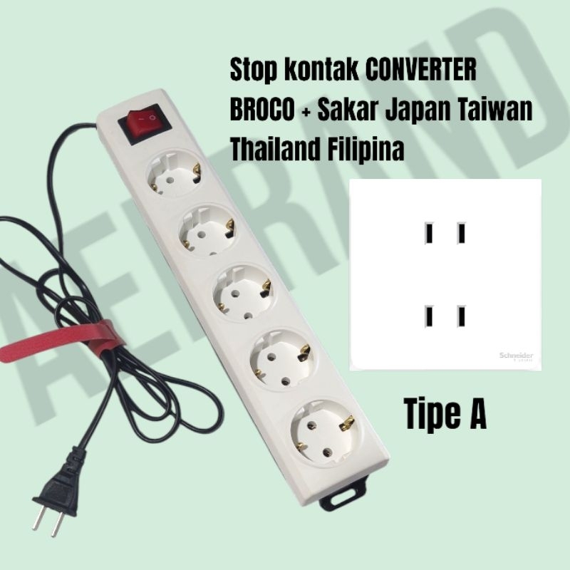 AEBRAND STOP KONTAK BROCO Colokan Listrik Taiwan Jepang Thailand vietnam PHILIPINA US Plug Adapter O