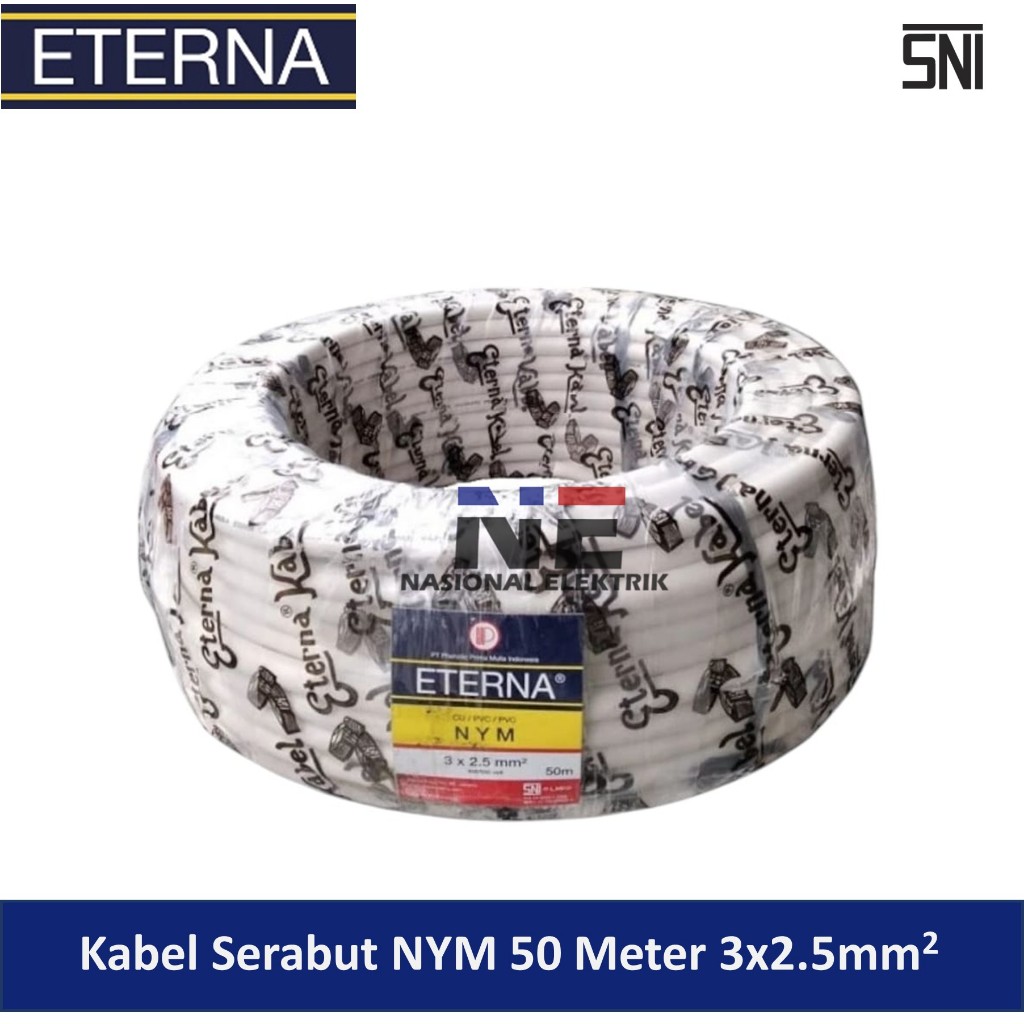 KABEL LISTRIK NYM ETERNA 3X2.5 (50M) KABEL ETERNA TEMBAGA ASLI SNI 50 METER / Kabel Eterna 50 Meter