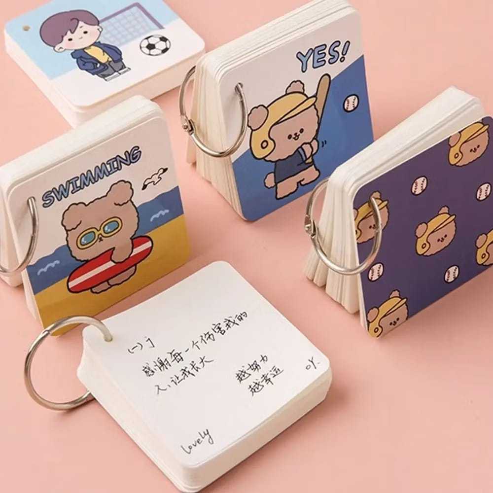 

[RANDOM] Notebook Ring Mini 80 Lembar – Sticky Note Lucu dengan Gantungan, Notepad Karakter untuk Catatan Harian