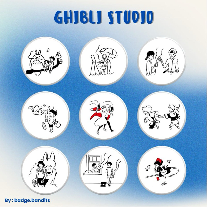 [badge.bandits] Pin Bross Peniti 44mm Ghibli Studio / Badge 44mm Ghibli Studio / Pin Button 44mm Ghi