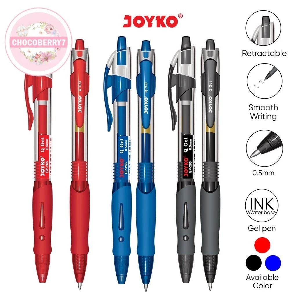 

Pulpen Gel Pen Pena Joyko GP-265 Q Gel 0.5 mm Pulpen Hitam Pulpen Biru Pullpen Merah