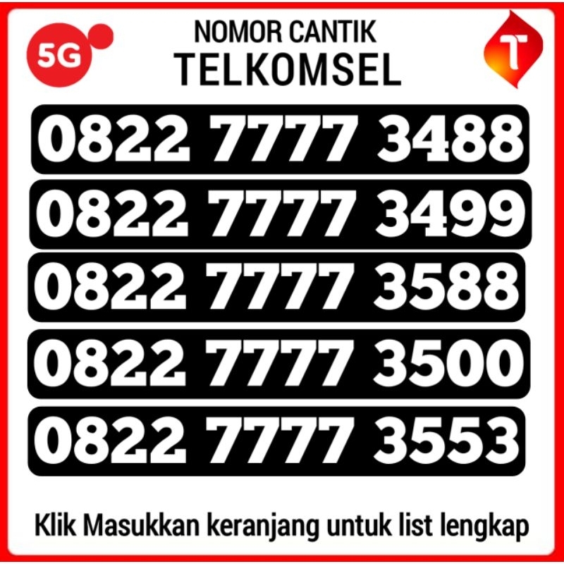 Nomor Cantik Telkomsel Simpati 7777 Rapi Kwartet 5G
