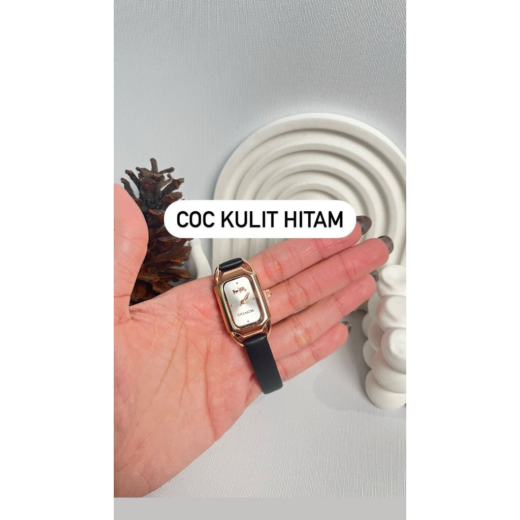 Coach Jam Tangan Wanita Diameter 2CM Tali Kulit Bentuk Kotak Jam Tangan Fashion Cewek Kecil BISA COD
