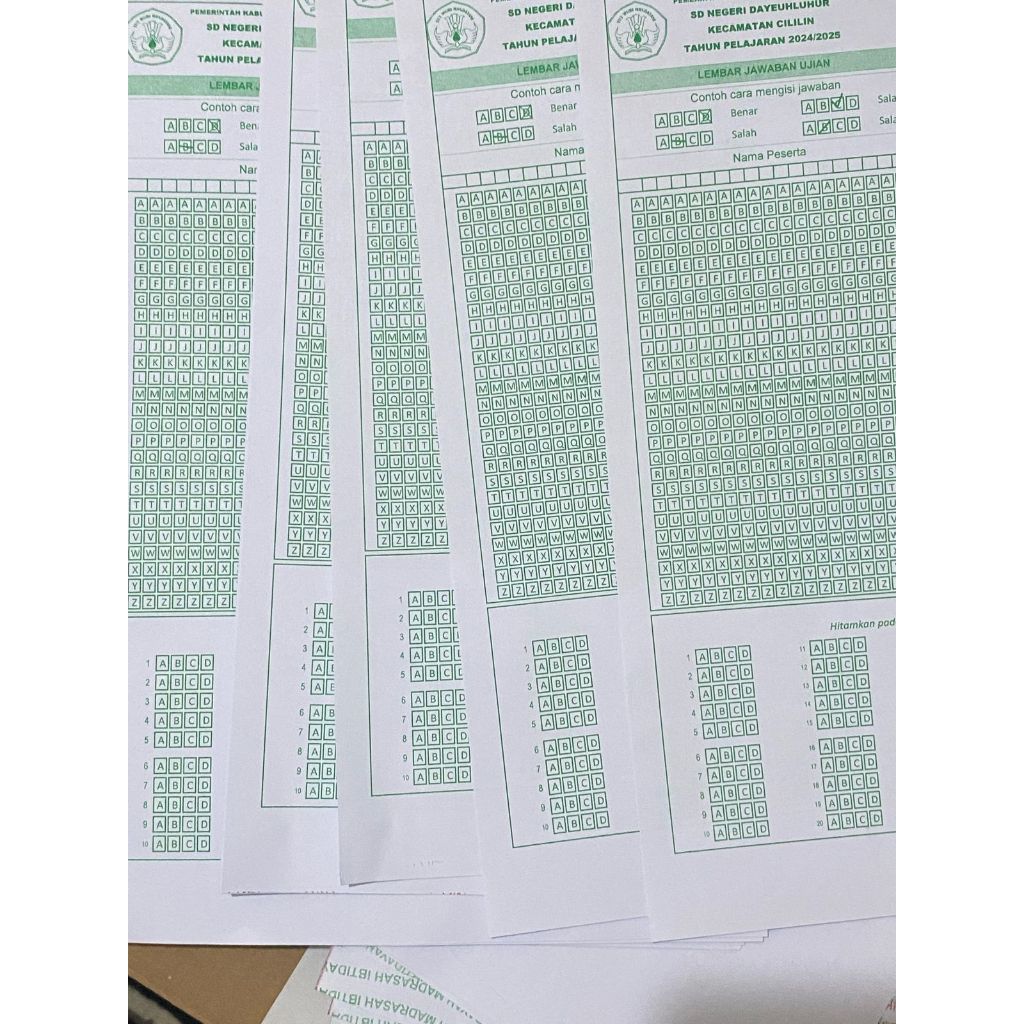 

LJK LJU Lembar Jawaban Ujian Semua Jenjang SD MI SMP MTS SMA SMK MA