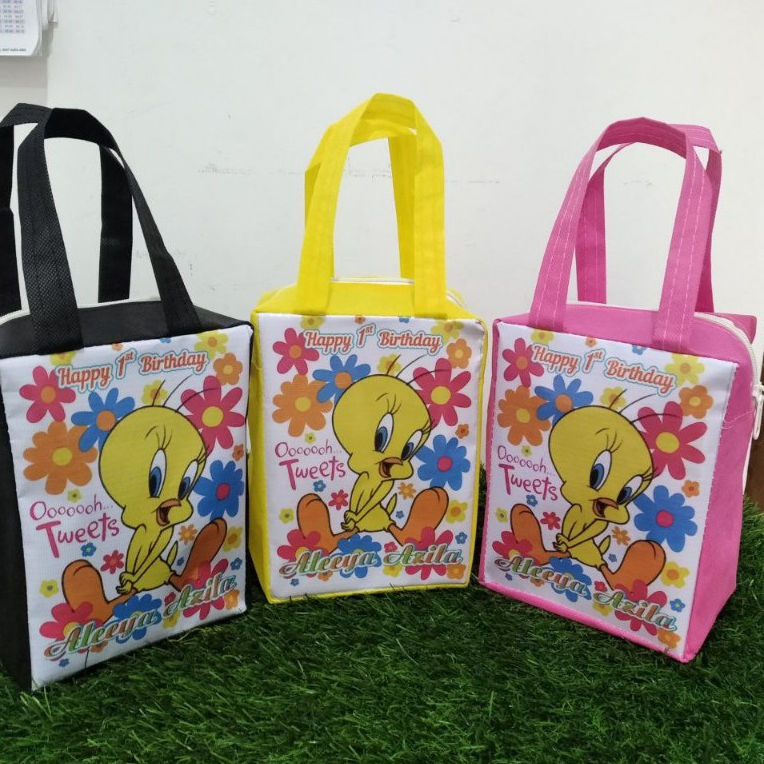 

[ 15 x10x20 ] tas souvenir resleting ulang tahun goodiebag hampers snack pesta kartun tas kado party birthday