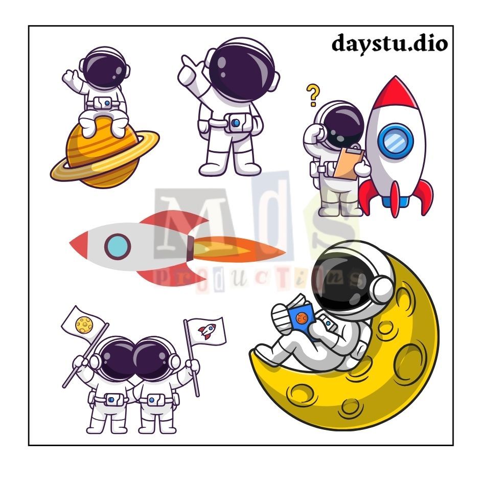 STIKER ASTRONOT - LUAR ANGKASA SPACE PLANET ROKET