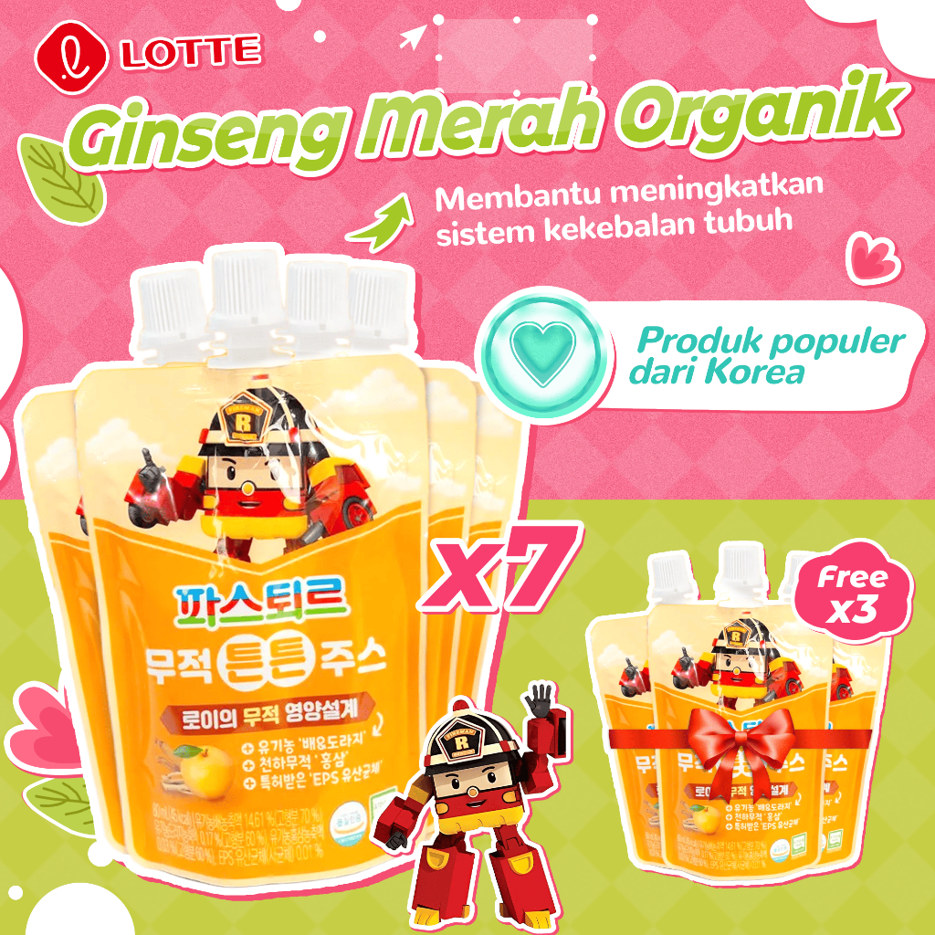 

Jus pir dan ginseng tanpa gula 80ml mendukung daya tahan anak COMBO 7 - LOTTE ORGANIC