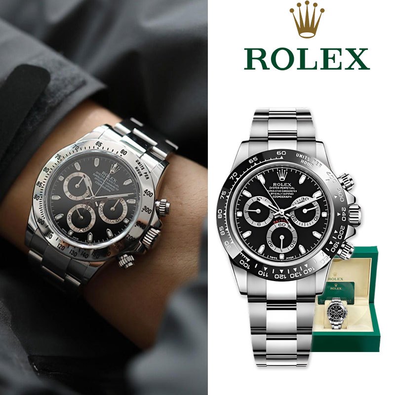 【Daytona】100% original Rolex Daytona Jam Tangan Rolex Pria M116500ln-0002 40mm Ready Stock Black Dia