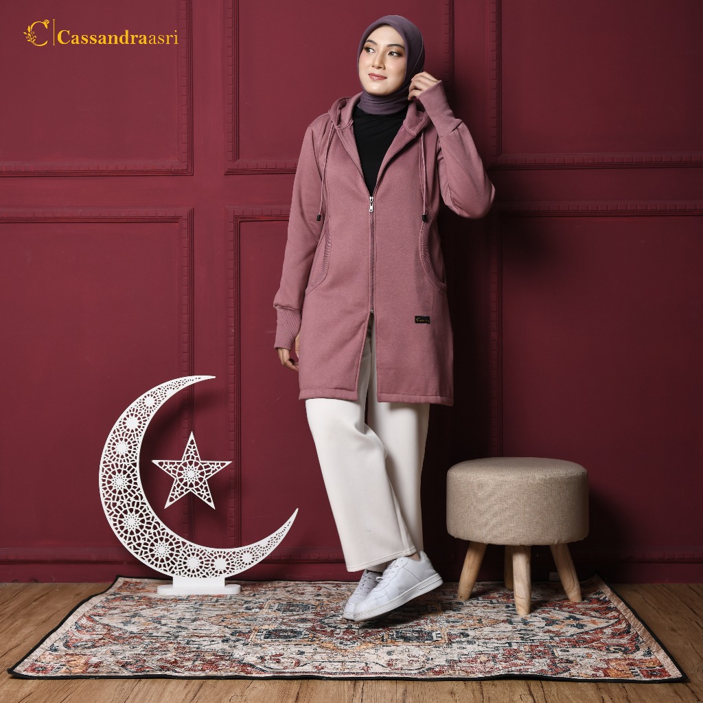 Cassandraasri - Elnara Jaket Hijab Fleece Premium  Jaket Muslimah  Jaket Panjang Jaket Syar'i