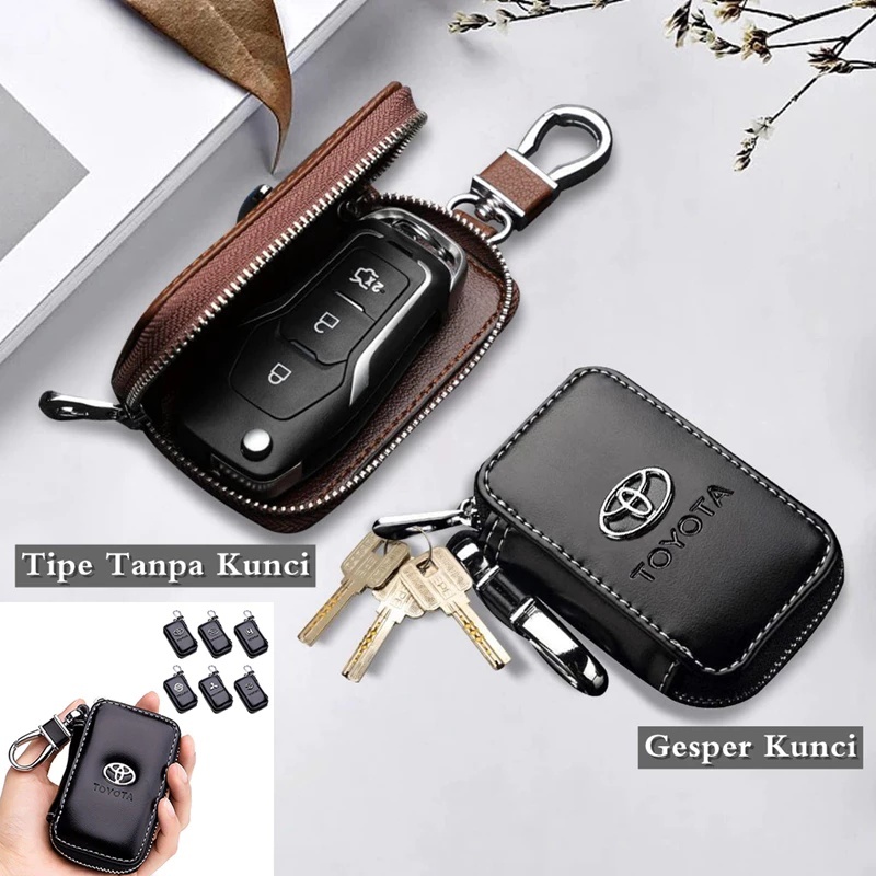 Gantungan Kunci Mobil Toyota ada kotaknya PU Leather Logo Toyota dompet kunci mobil kulit/Gantungan 