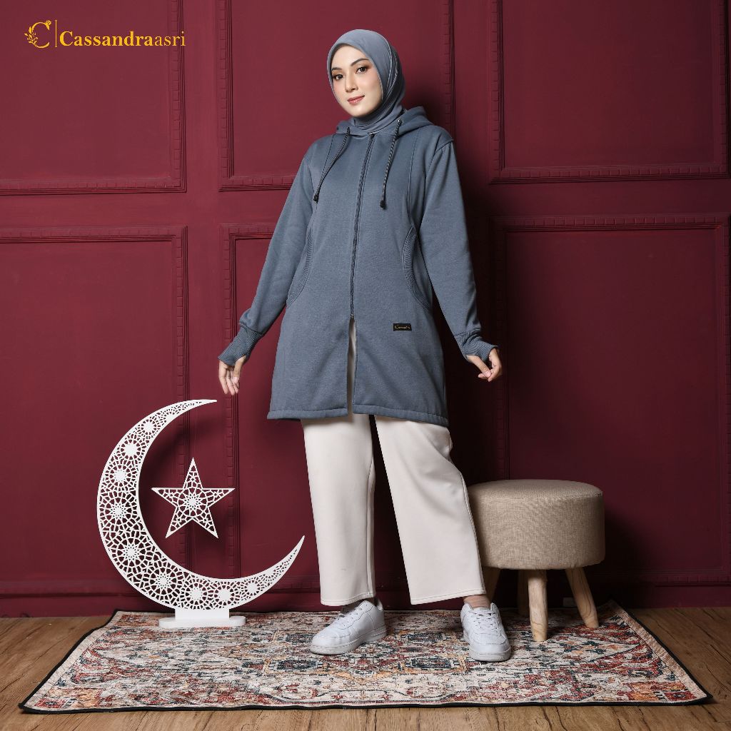 Cassandraasri - Elnara Jaket Hijab Fleece Premium  Jaket Muslimah  Jaket Panjang Jaket Syar'i