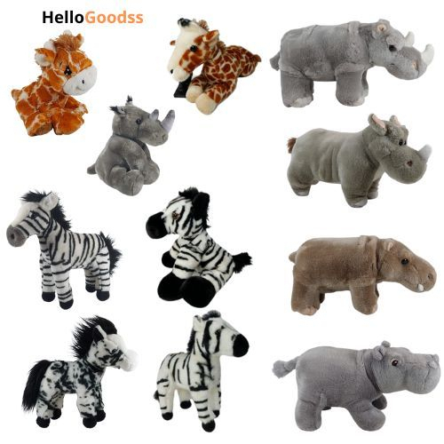 Boneka Zebra Jerapah Badak Cula Hippo Lembut Fluffy Ukuran M