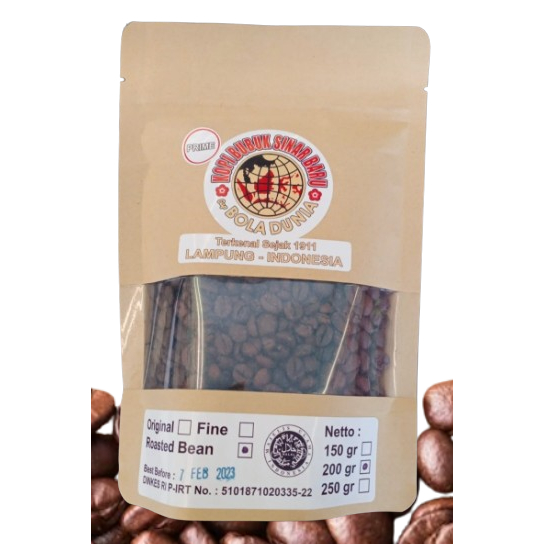 

Biji Kopi Roasted Sinar Baru Cap Bola Dunia Prime (Premium) 200 gr