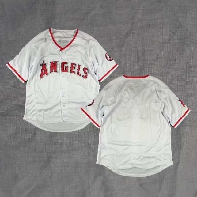 BORDIR Baju Jersey Baseball Los Angeles Angels Import Quality White