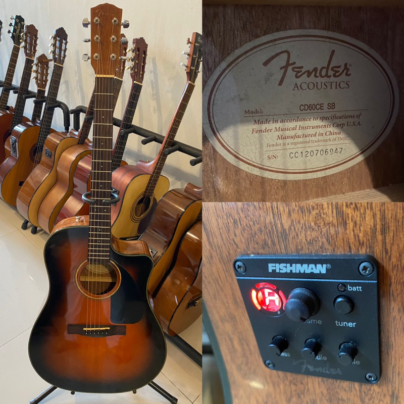 GITAR AKUSTIK ELEKTRIK SECOND ORIGINAL FENDER CD60CE SB