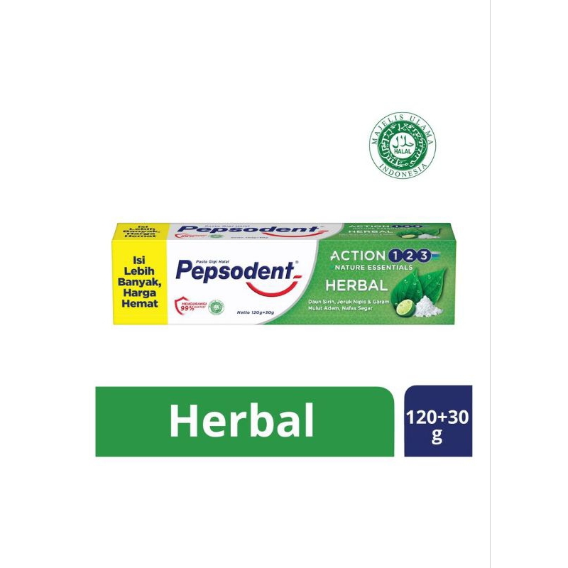 

Pepsodent Pasta Gigi Herbal 120 gr + 30 gr