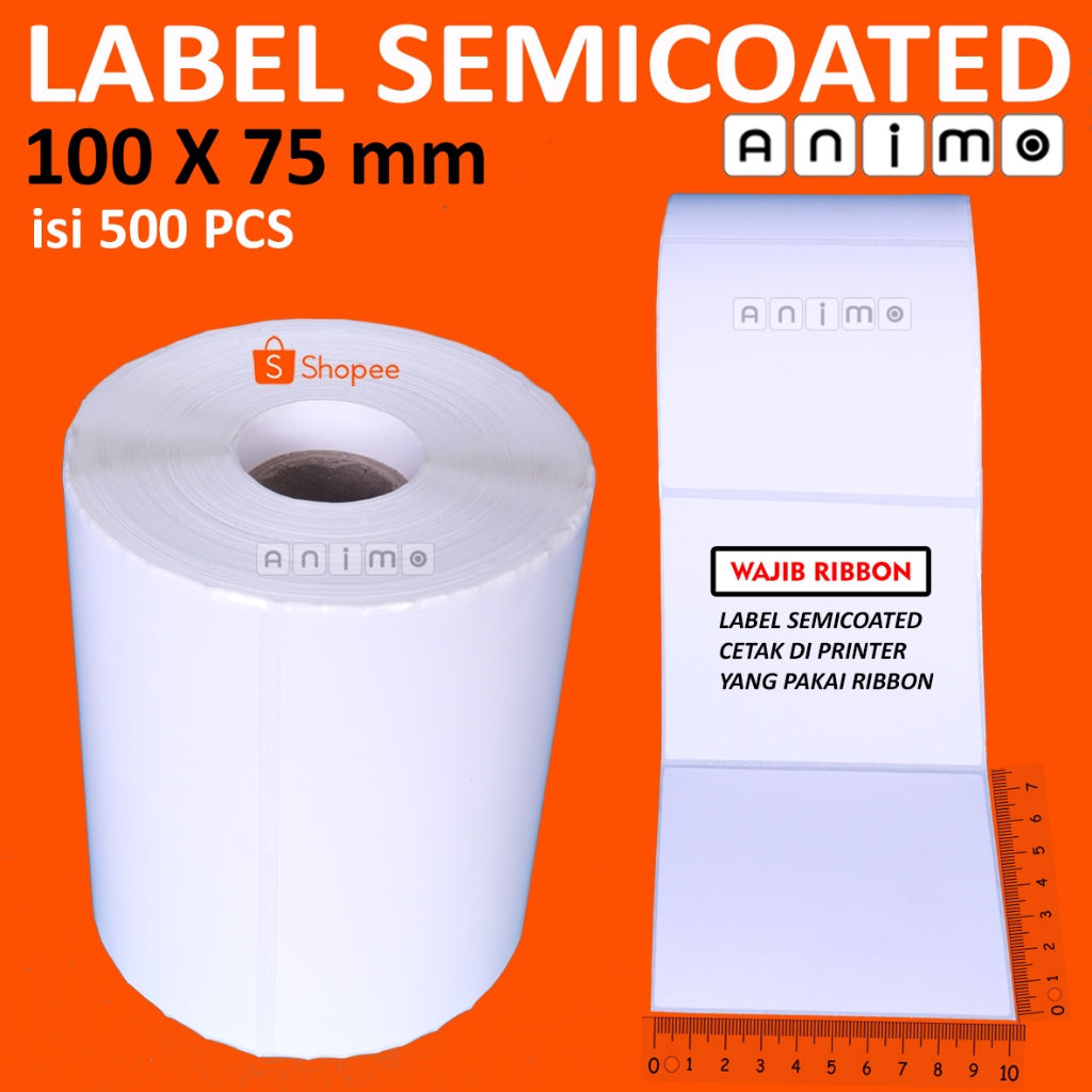 

LABEL SEMICOATED 100X75 = 500 PCS - Stiker Semicoated 10X7,5 CM - LABEL BARCODE 100 X 75 MM = 500 PCS