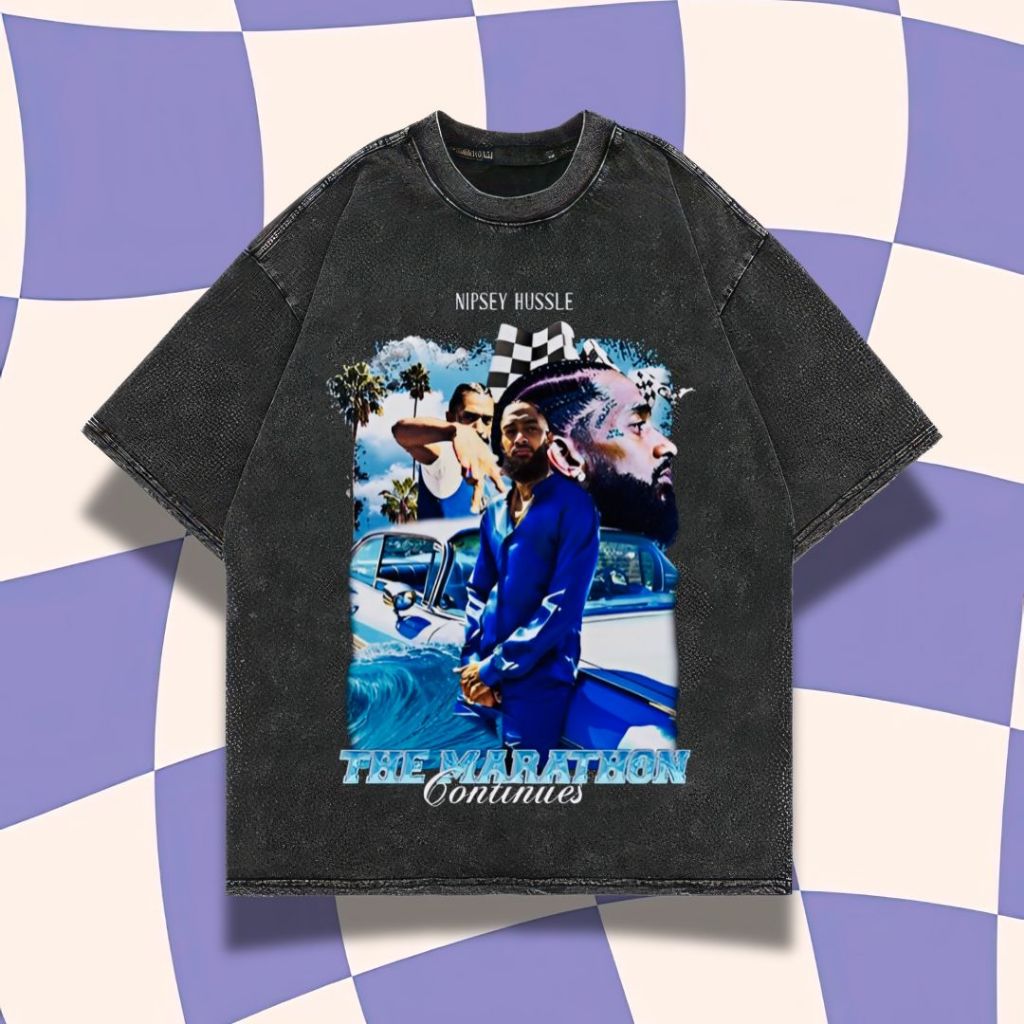 Purple Haze "Nipsey Hussle" Oversized T-Shirt | Stone Wash | Kaos Nipsey Hussle | Kaos Rapper | Rap 