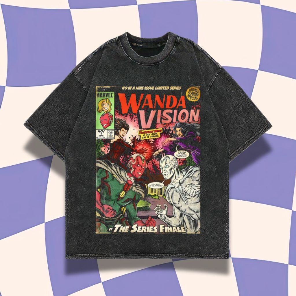 Purple Haze "Wanda Vision" Oversized T-Shirt | Stone Wash | Kaos Wanda Vision | Marvel | Avengers | 