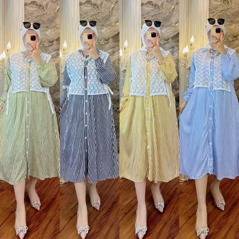 MIDI DRESS MUSLIMAH GAMIS SALUR TERBARU 2024 | ZARA MIDI DRESS ROMPI MOTIF BUNGA KATUN SALUR | ootd 