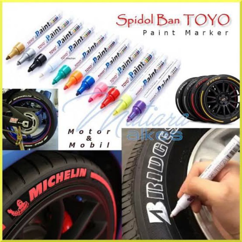 Spidol Ban Motor Mobil Permanent Merk Toyo Original Anti Air Anti Luntur / Spidol Pewarna Ban F1 Car