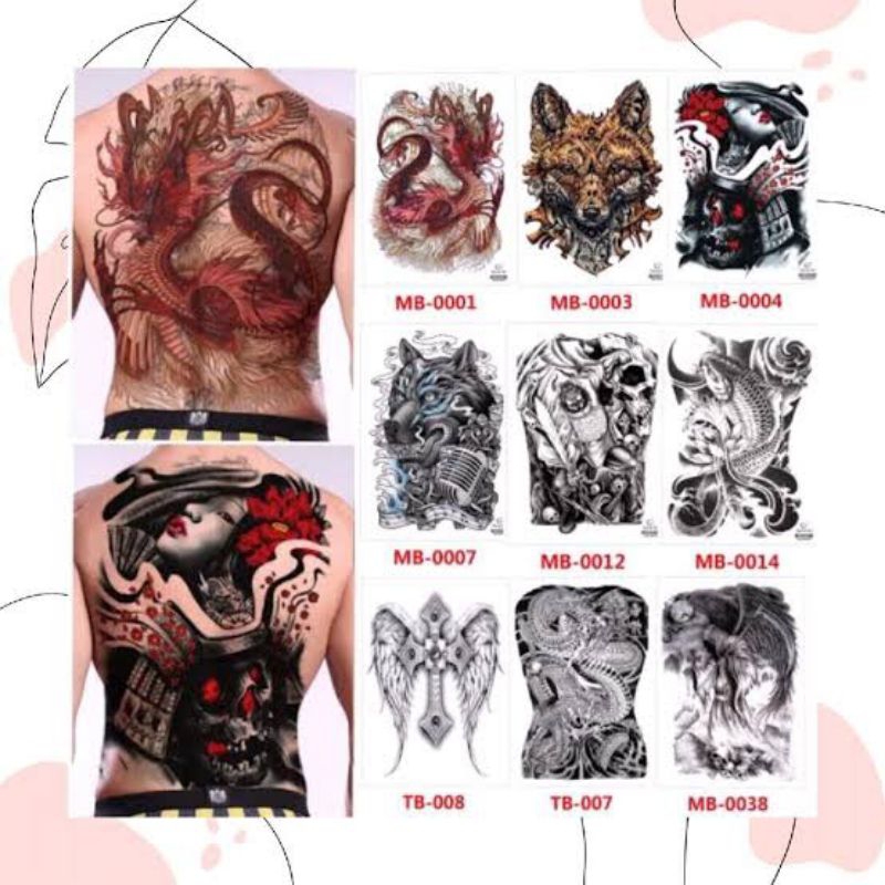 Tato Temporer Full Punggung Temporary Tattoo Fullback