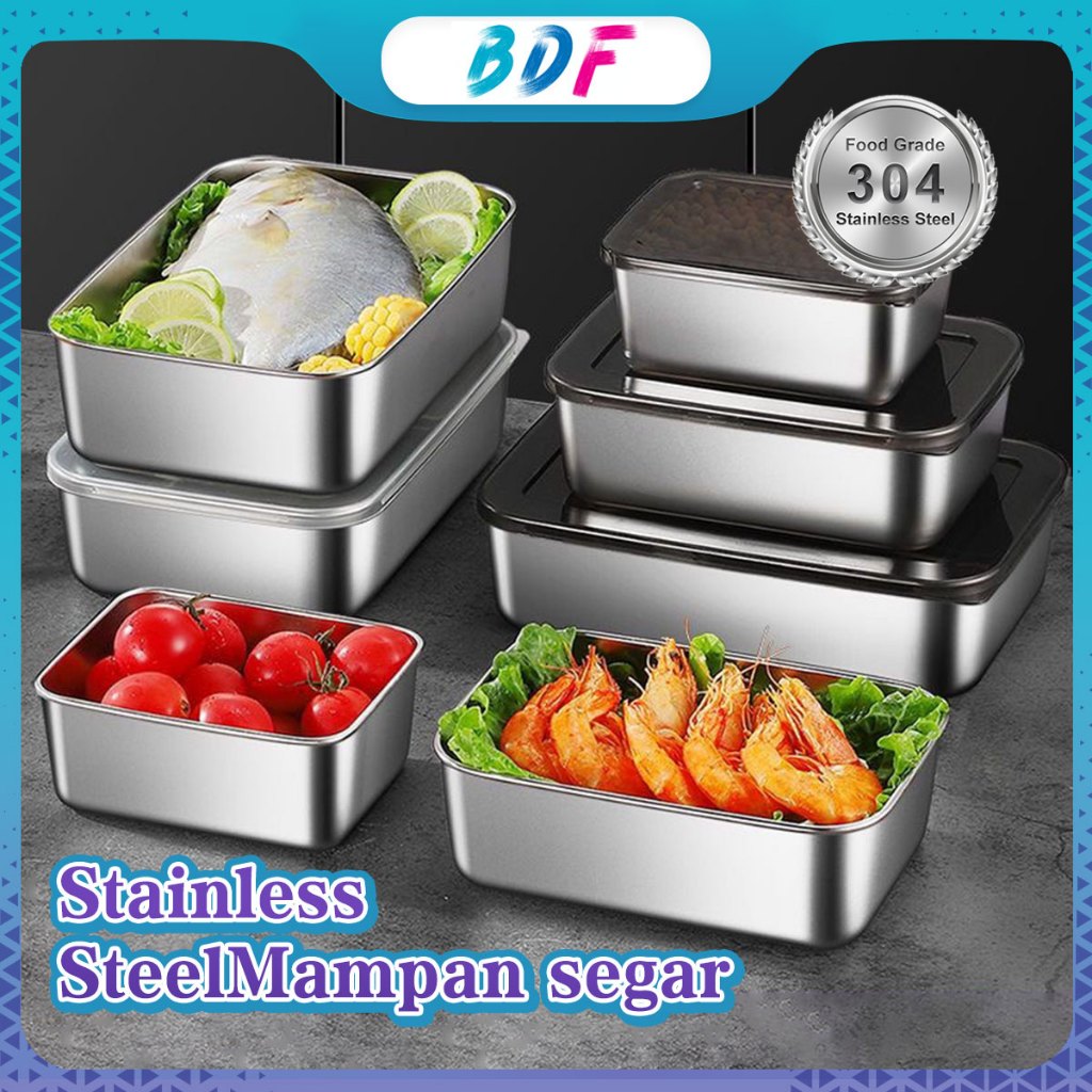 【COD】Food Box Stainless 304 Tempat Wadah Makanan Kontainer Makanan Sayuran Tempat Sayur Stainless Ko