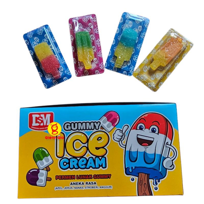 

Permen Lunak Gummy Ice Cream Aneka Rasa DSM box isi 30 pcs