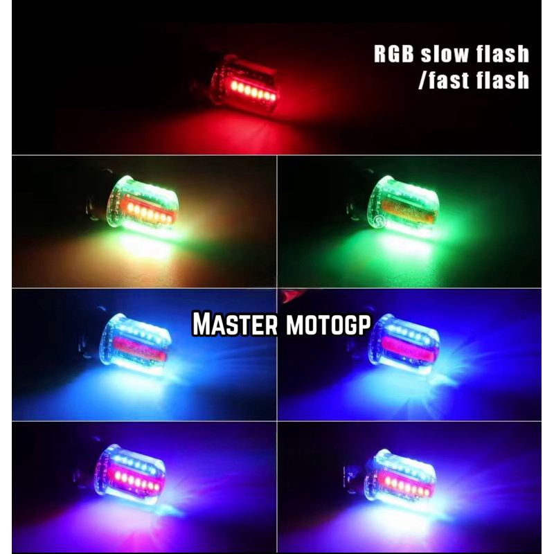 Bayonet m 1157 lampu stop m - bulpen 7 warna warni RGB lampu stop sinyal bohlam Led rgb Strobo 12v C