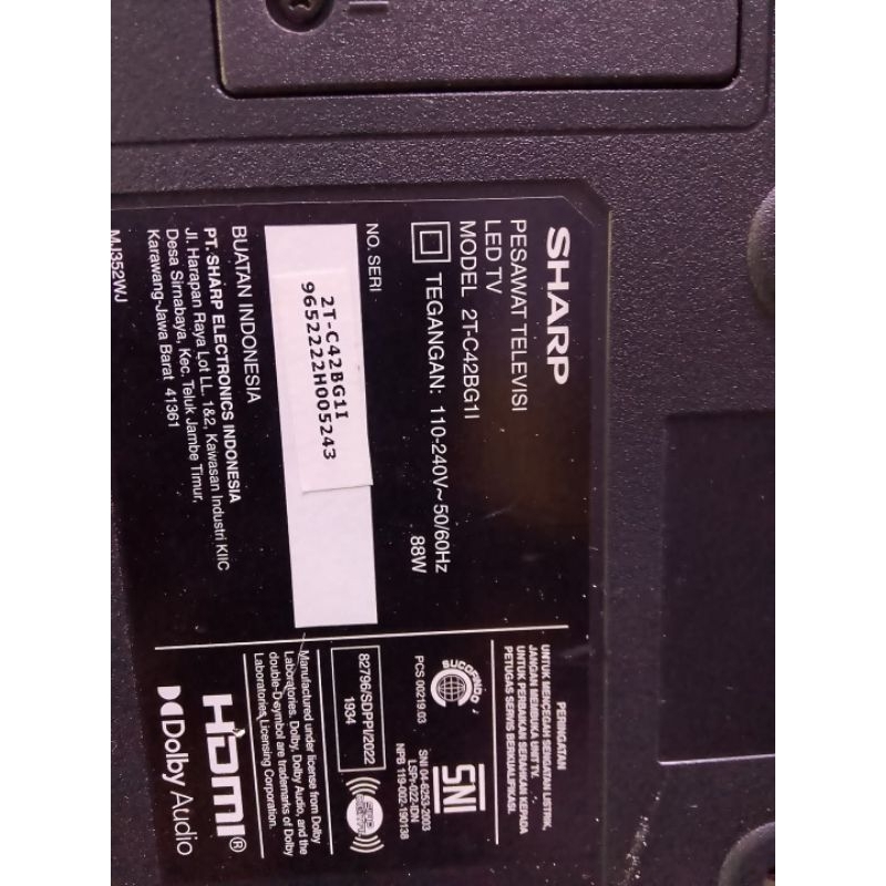 MAINBOARD MB MESIN SHARP 2T C42BG1i 42BG1I