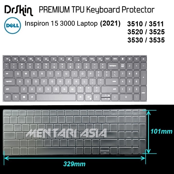 Keyboard Protector DELL Inspiron 15 3510 3520 3530 - DrSkin Premium TPU CLEAR