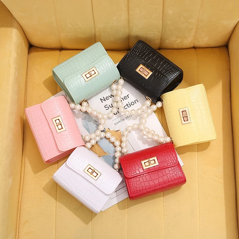 Tas jelly anak model motif kulit buaya strap mutiara
