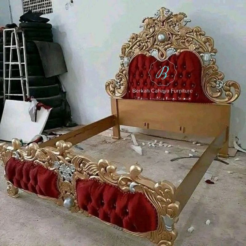 dipan tempat tidur barong mewah jati ukir jepara