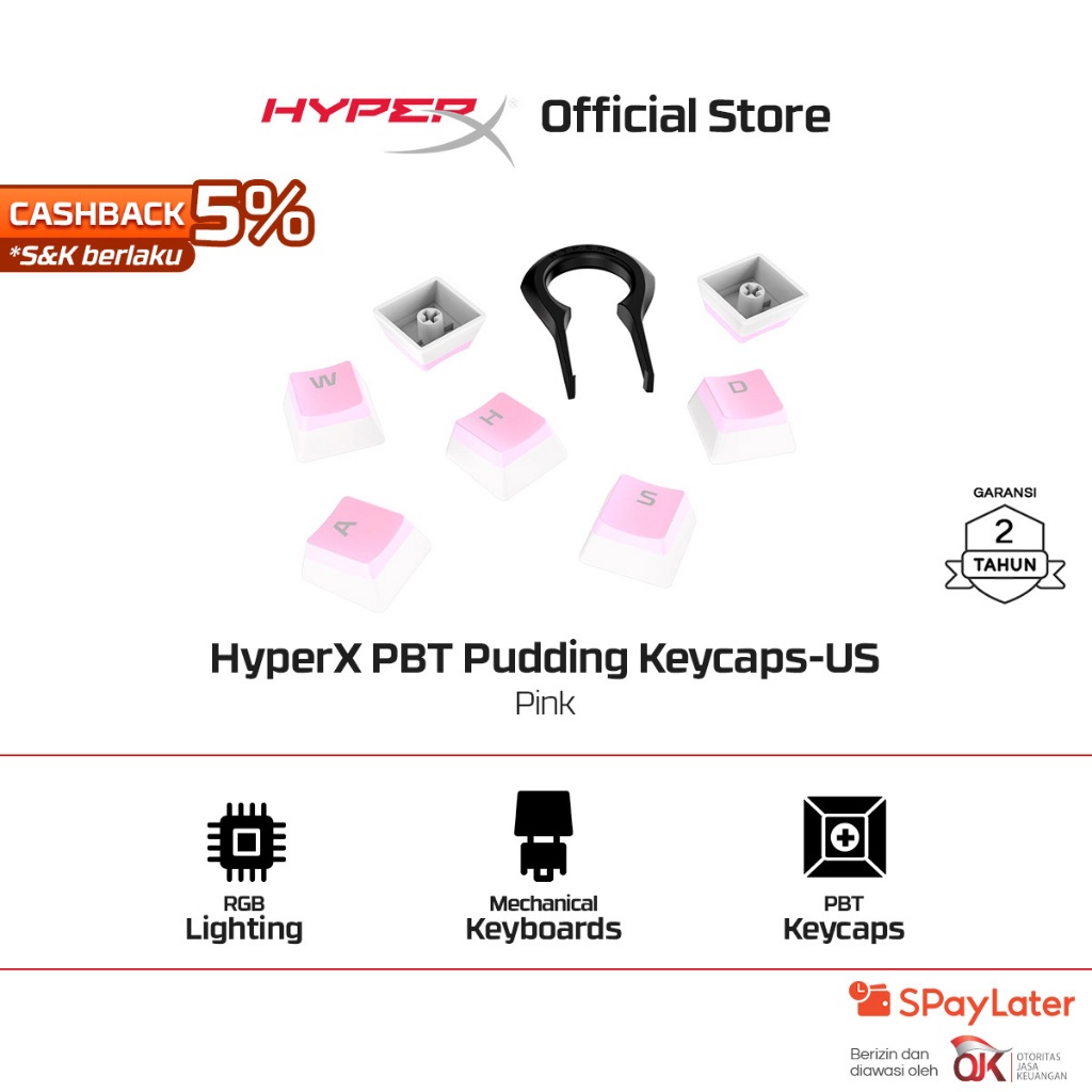 HyperX Keycaps Gaming Pudding PBT - Pink Original Promo Cicilan Murah