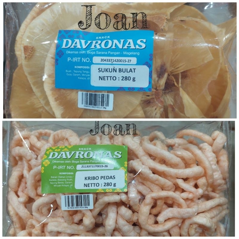 

KERIPIK SUKUN BULAT & KRIBO PEDAS 28Ogr DAVRONAS / Camilan & Oleh Oleh Khas Magelang Jogja Solo