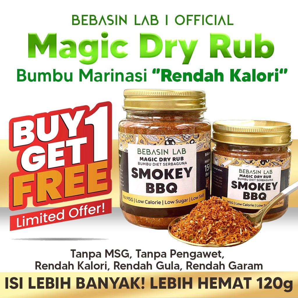 

MAGIC DRY RUB - Smokey BBQ | Bumbu Diet | Bumbu Instan | Dry Rub Bumbu Marinasi Ayam & Daging Diet | Bumbu Dapur Bubuk Lengkap Tanpa MSG & Pengawet | Rendah Kalori
