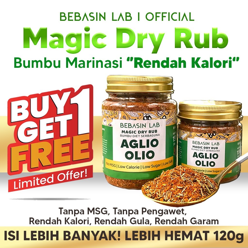 

MAGIC DRY RUB - Aglio Olio | Bumbu Aglio Olio | Bumbu Diet | Bumbu Instan | Dry Rub Bumbu Marinasi Ayam & Daging Diet | Bumbu Dapur Bubuk Lengkap Tanpa MSG & Pengawet | Rendah Kalori