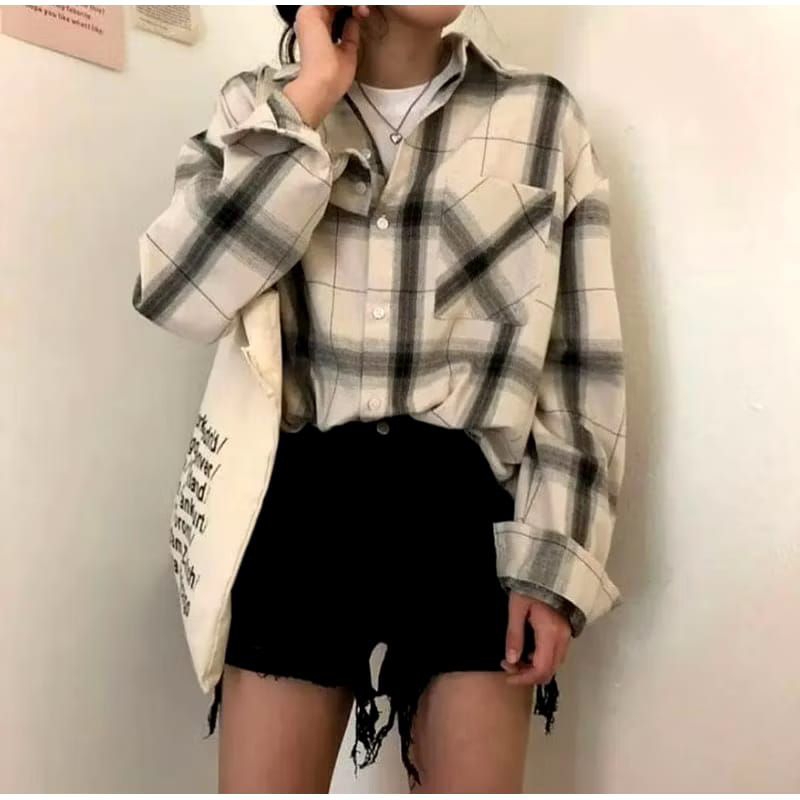Atasan Wanita Kemeja Flanel Wanita Flanel Wanita Kemeja Kotak Kotak Wanita Flanel Couple Pria|Wanita