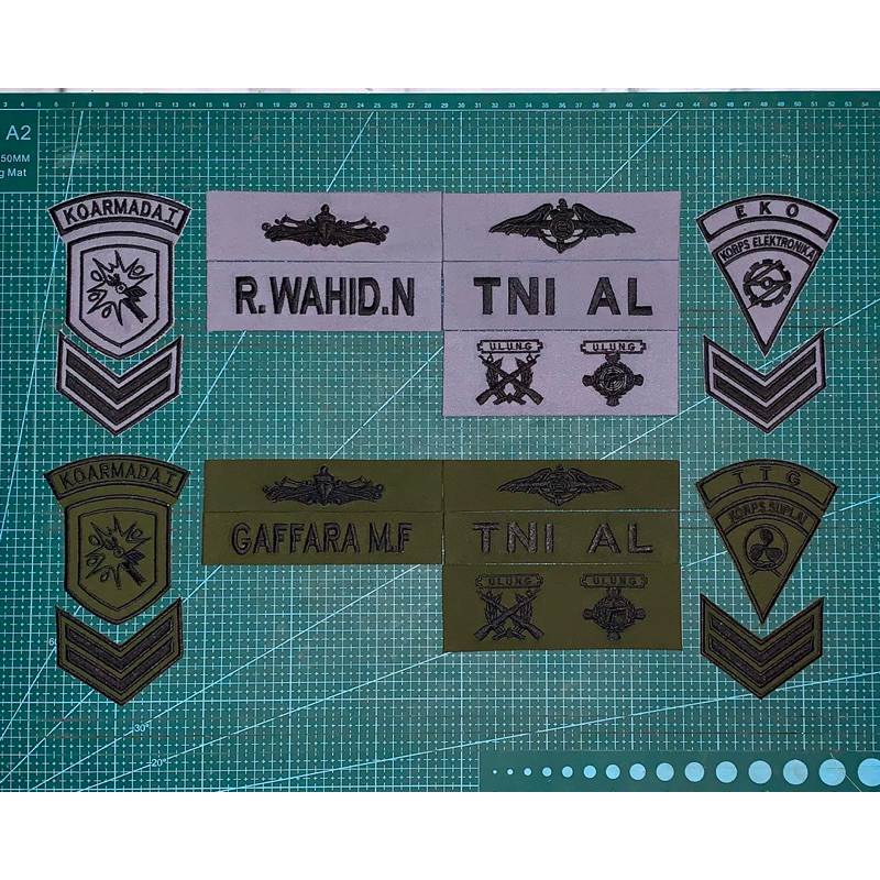BREVET PDL TNI AL  MARINIR 1 SET KERAS 2 LAPIS / bordir brevet pdl tni al