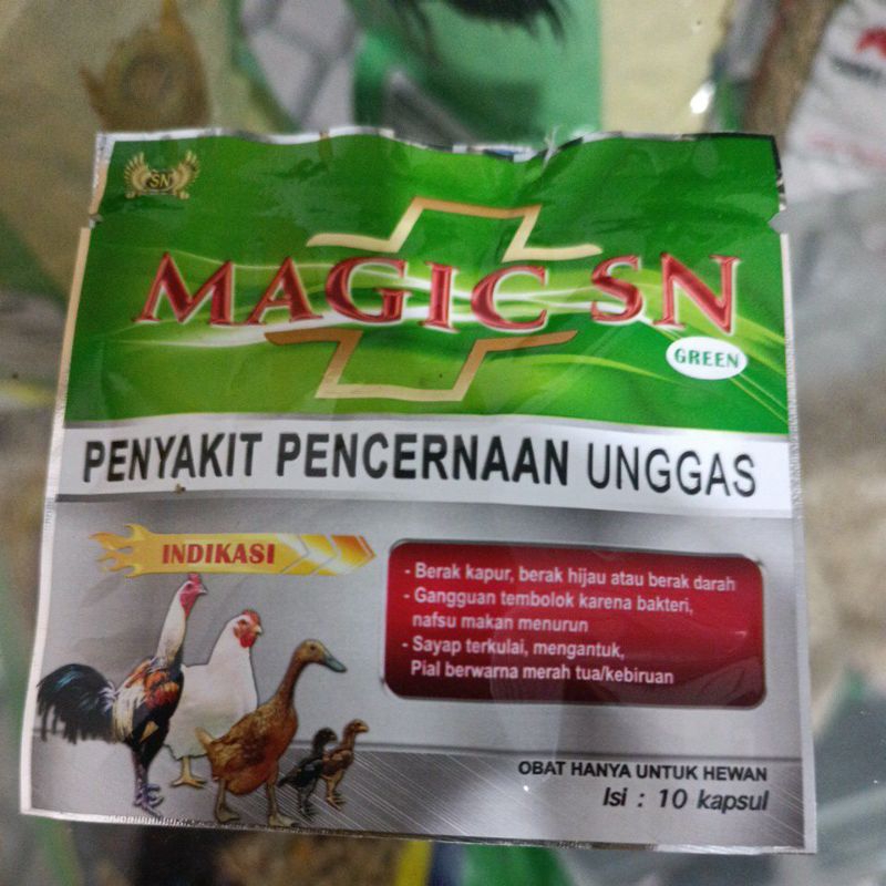 Obat Penyakit PENCERNAAN Ayam/Unggas MAGIC SN Isi 10 Kapsul per Bungkus