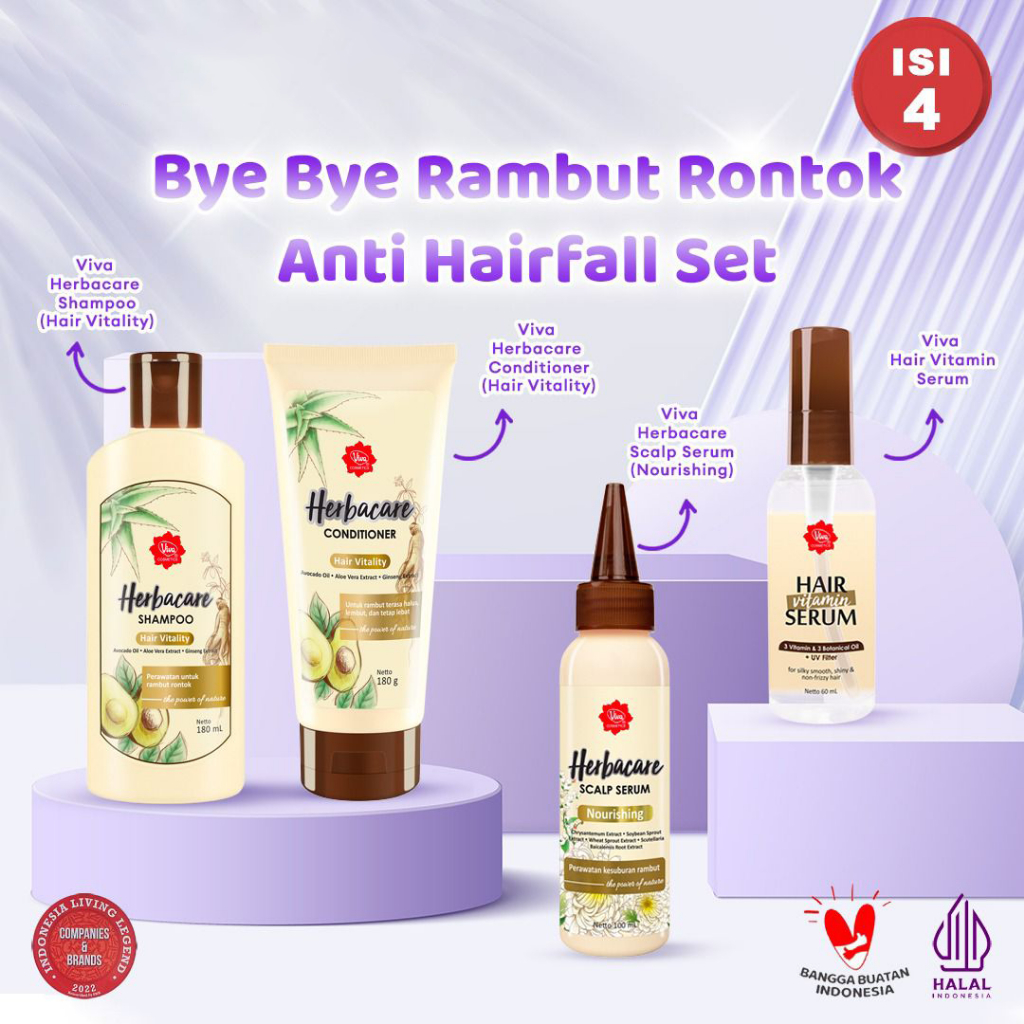 Viva Cosmetics Paket Perawatan Rambut Rontok with UV Filter, Triple Vitamins & Triple Botanical Oil