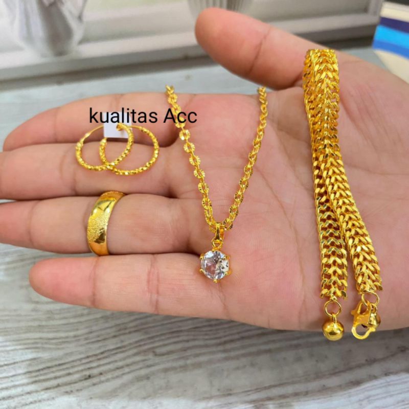 Set Perhiasan Xuping Warna Emas 24K Dewasa Mewah