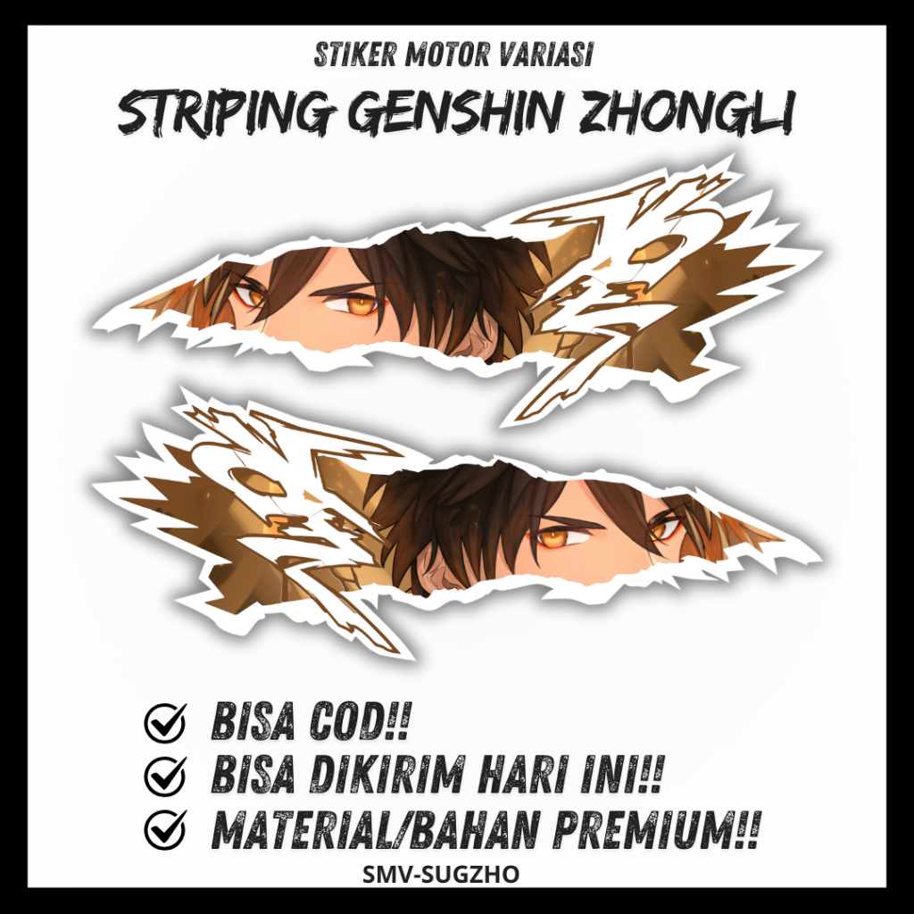 Stiker Striping Zhongli Sticker Anime Zhongli Genshin Impact Universal Kanan Kiri